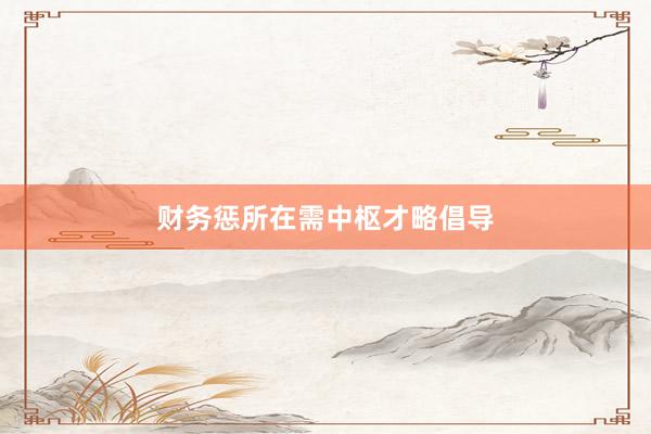 财务惩所在需中枢才略倡导